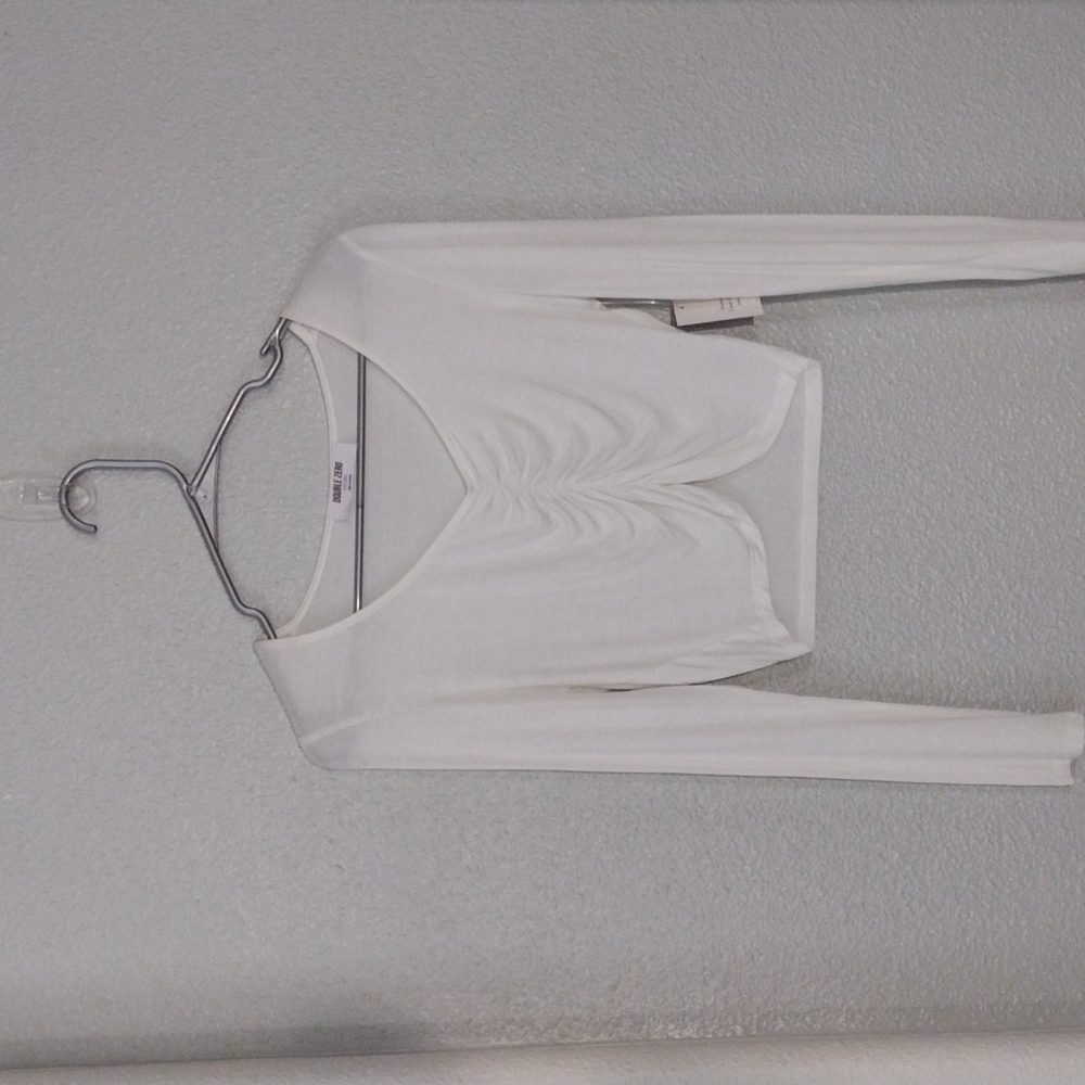 Off White Long Sleeve Crop Top
